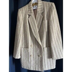 Vintage Christian Dior Women’s Tan Long Suit Jacket Size 8 Wool Cashmere Blend